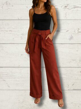 Julio Cinnamon Wide Leg Pants – Women’s Large – Belt Included